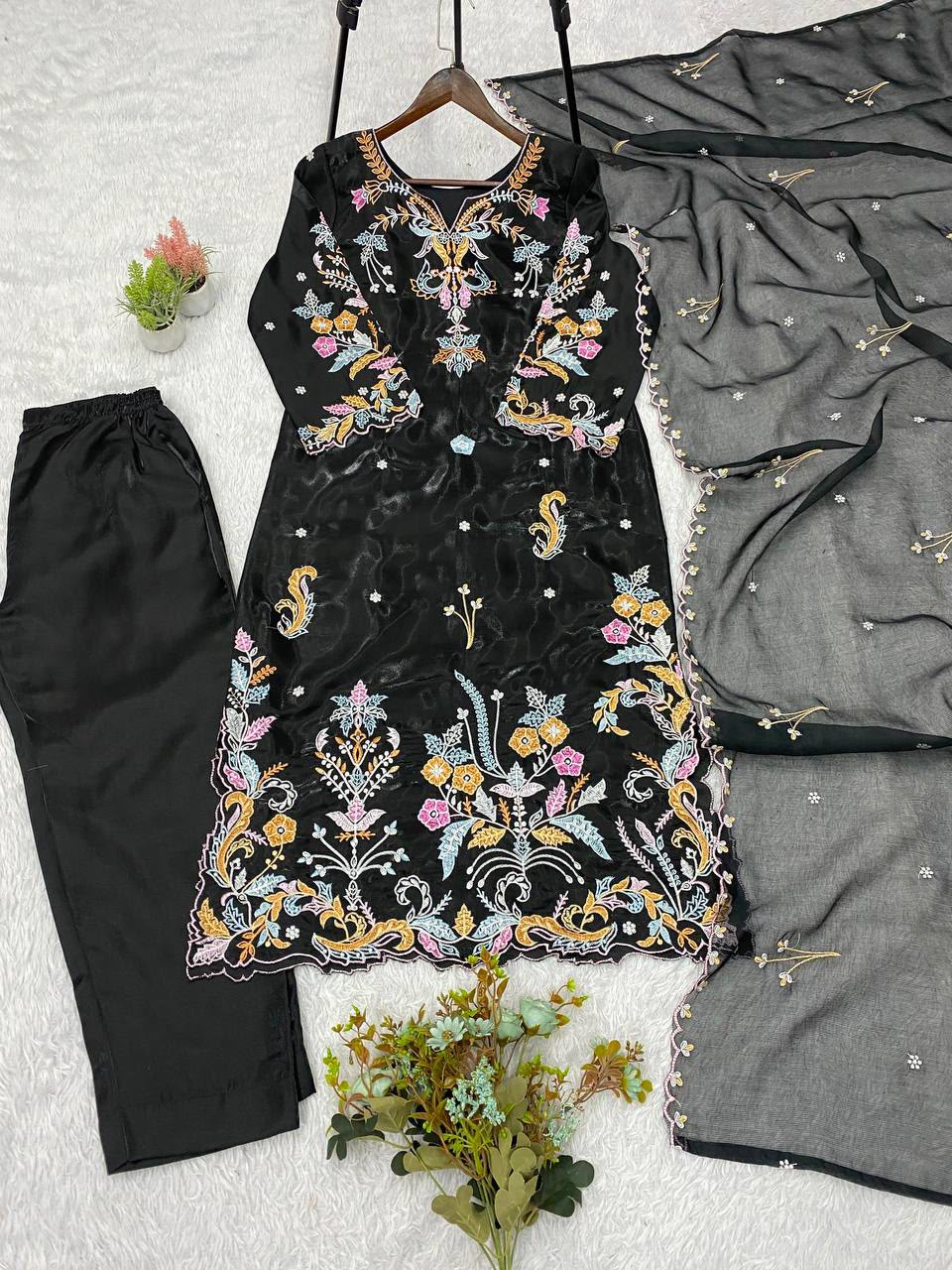 WEDDING SEASON WEAR OUR BEAUTIFUL EMBROIDERED TOP , PANT WITH DUPATTA