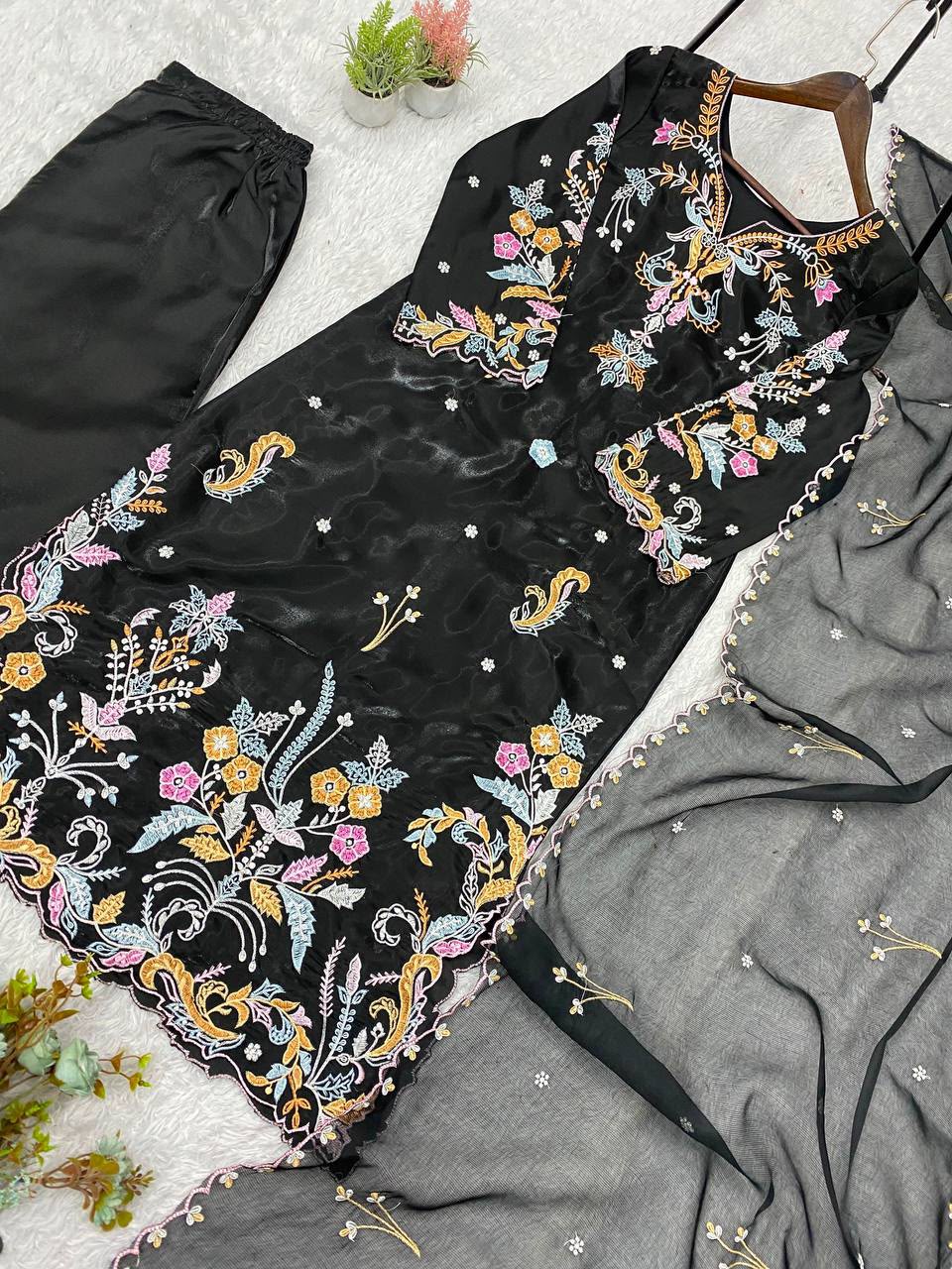 WEDDING SEASON WEAR OUR BEAUTIFUL EMBROIDERED TOP , PANT WITH DUPATTA