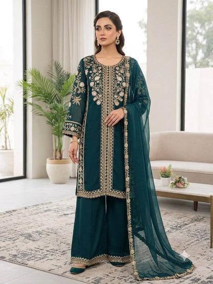 WEDDING SEASON WEAR OUR BEAUTIFUL SEQUENCE EMBROIDERED WORKED TOP , PLAZZO WITH DUPATTA