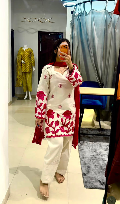 New Design Trending Salb Riyon Cotton *Top&Farshi&dupatta