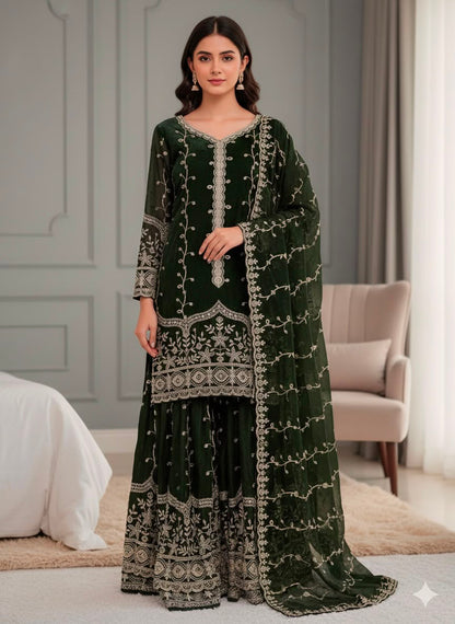 Ready-made Collection With Fendy 😍 Silk And Heavy Embroidery Sequence Work Top-Bottom And Dupatta Set Fully Stitched Ready To Wear Collection