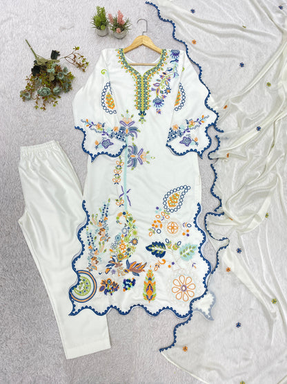 THIS FESTIVAL SEASON WEAR OUR BEAUTIFUL PAKISTANI KURTI WITH REAL MIRROR  EMBROIDERED WORK PANT WITH DUPATTA