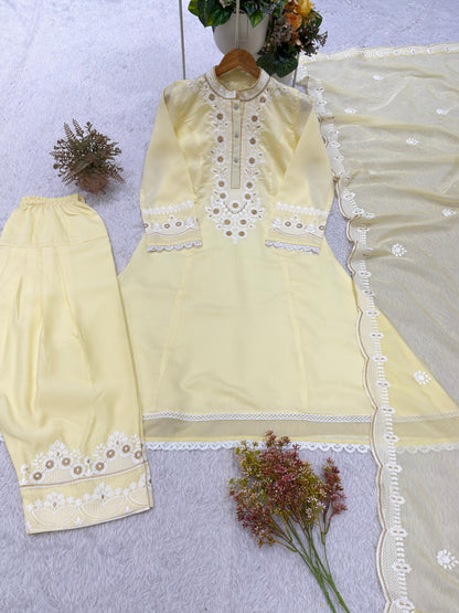 TRY OUR DESIGNER EMBROIDERED WORKED TOP, SALWAAR  WITH DUPATTA