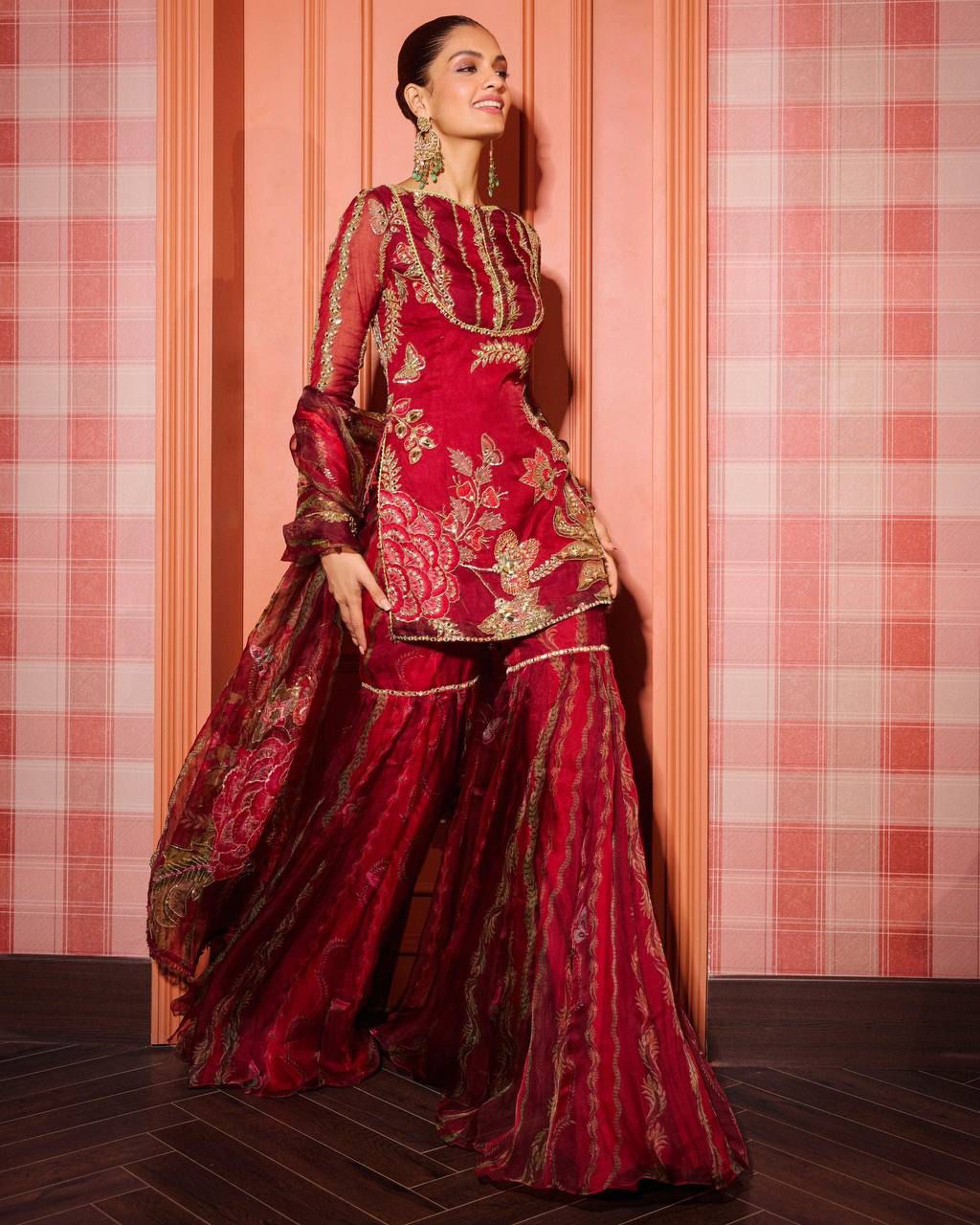 3 PIECE SHORT KURTI WITH SARARA PAIR WITH DUPATTA IN SEQUENCE EMBROIDERY AND REAL MIRROR WORK✨