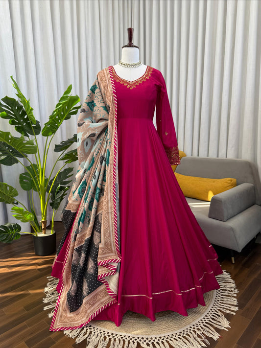Designer Gown Set – Elegant Ethnic Wear ✨ 🎀 Crafted in Classy Tones with Premium Fabric & Detailing