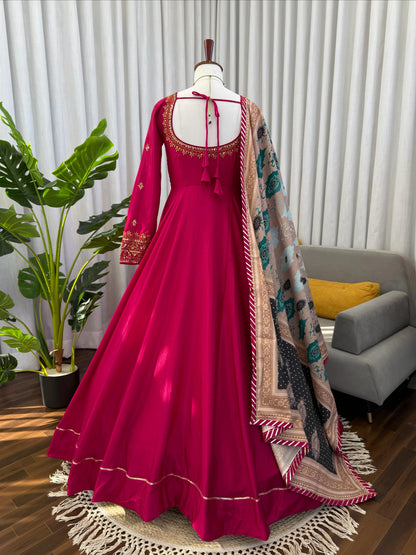 Designer Gown Set – Elegant Ethnic Wear ✨ 🎀 Crafted in Classy Tones with Premium Fabric & Detailing
