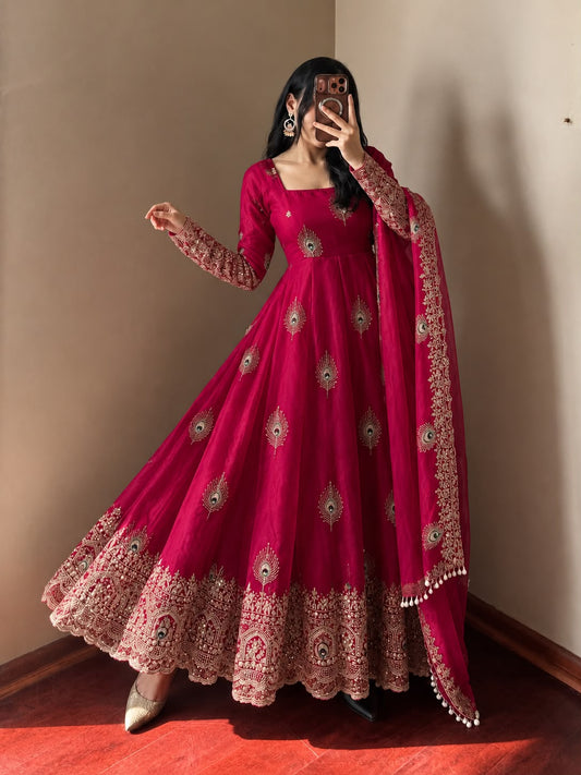 Designer Gown with Heavy sequence embroidery work Dupatta