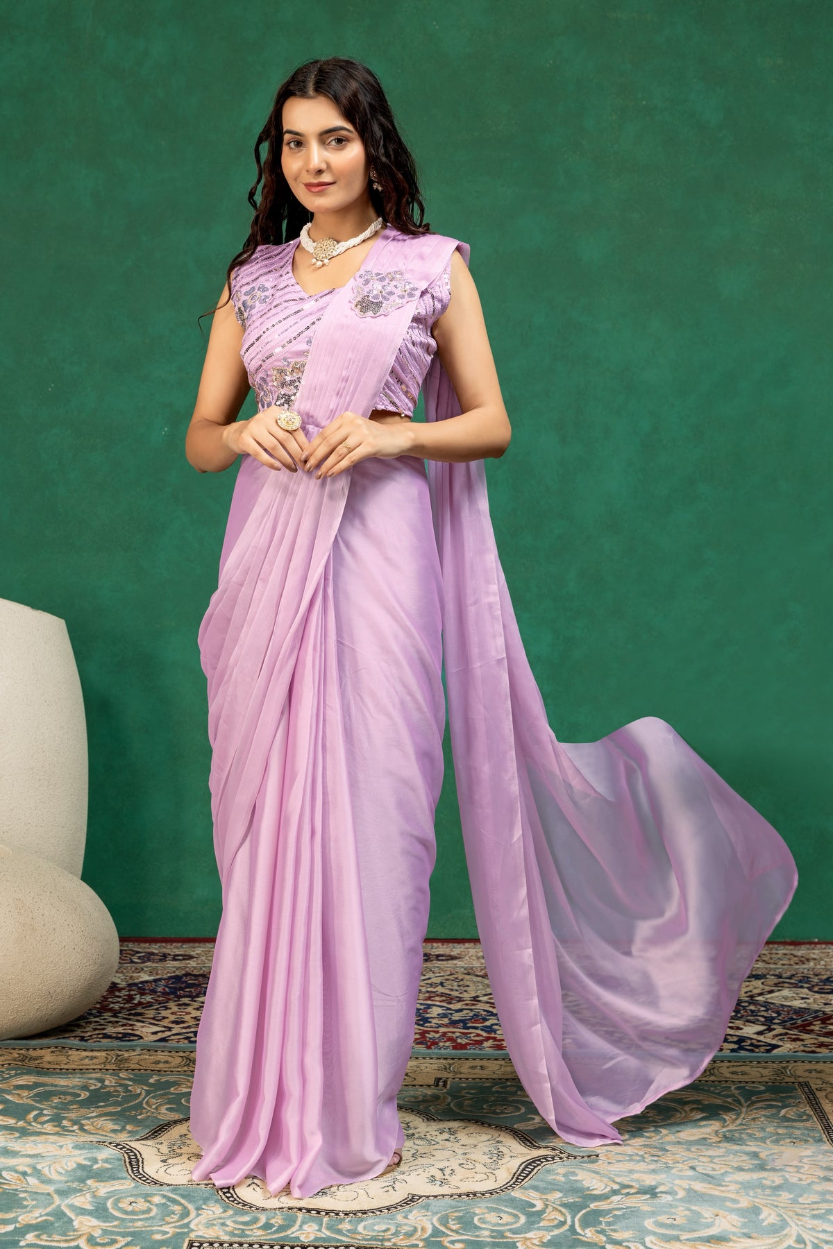 .DRAPE SAREE…. 🚀 🥻WE ARE LAUNCHING NEW SUPERHIT TRENDING READY TO WEAR SAREE WITH FULLY EMBROIDERED STYLIST BLOUSE ON  RANGOLI FABRIC