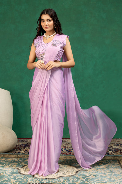 .DRAPE SAREE…. 🚀 🥻WE ARE LAUNCHING NEW SUPERHIT TRENDING READY TO WEAR SAREE WITH FULLY EMBROIDERED STYLIST BLOUSE ON  RANGOLI FABRIC