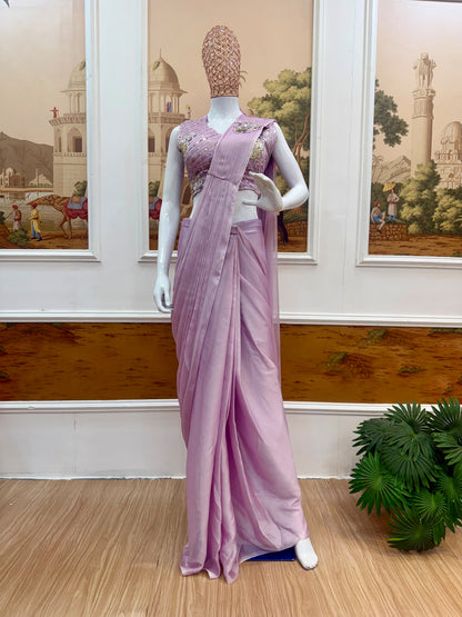 .DRAPE SAREE…. 🚀 🥻WE ARE LAUNCHING NEW SUPERHIT TRENDING READY TO WEAR SAREE WITH FULLY EMBROIDERED STYLIST BLOUSE ON  RANGOLI FABRIC