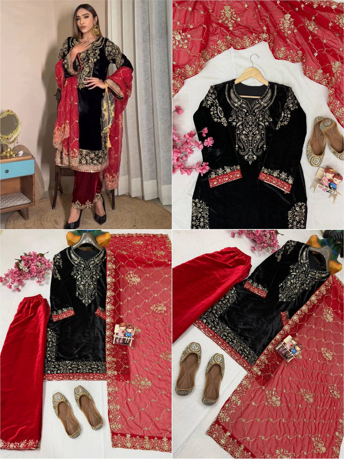 ENHANCE THE BEAUTY OF YOUR WARDROBE WITH THIS NEWLY LAUNCHED VELVET KURTI-PLAZZO SET
