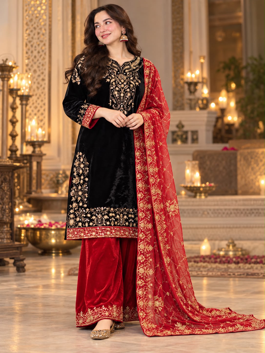 ENHANCE THE BEAUTY OF YOUR WARDROBE WITH THIS NEWLY LAUNCHED VELVET KURTI-PLAZZO SET