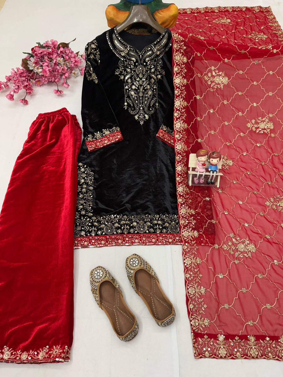 ENHANCE THE BEAUTY OF YOUR WARDROBE WITH THIS NEWLY LAUNCHED VELVET KURTI-PLAZZO SET