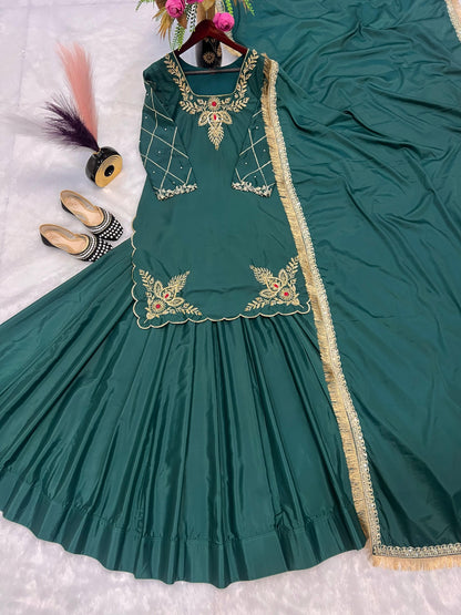 PARTY WEAR TOP AND Lehenga . WITH FANCY DUPPATA AND EMBROIDERY WORK