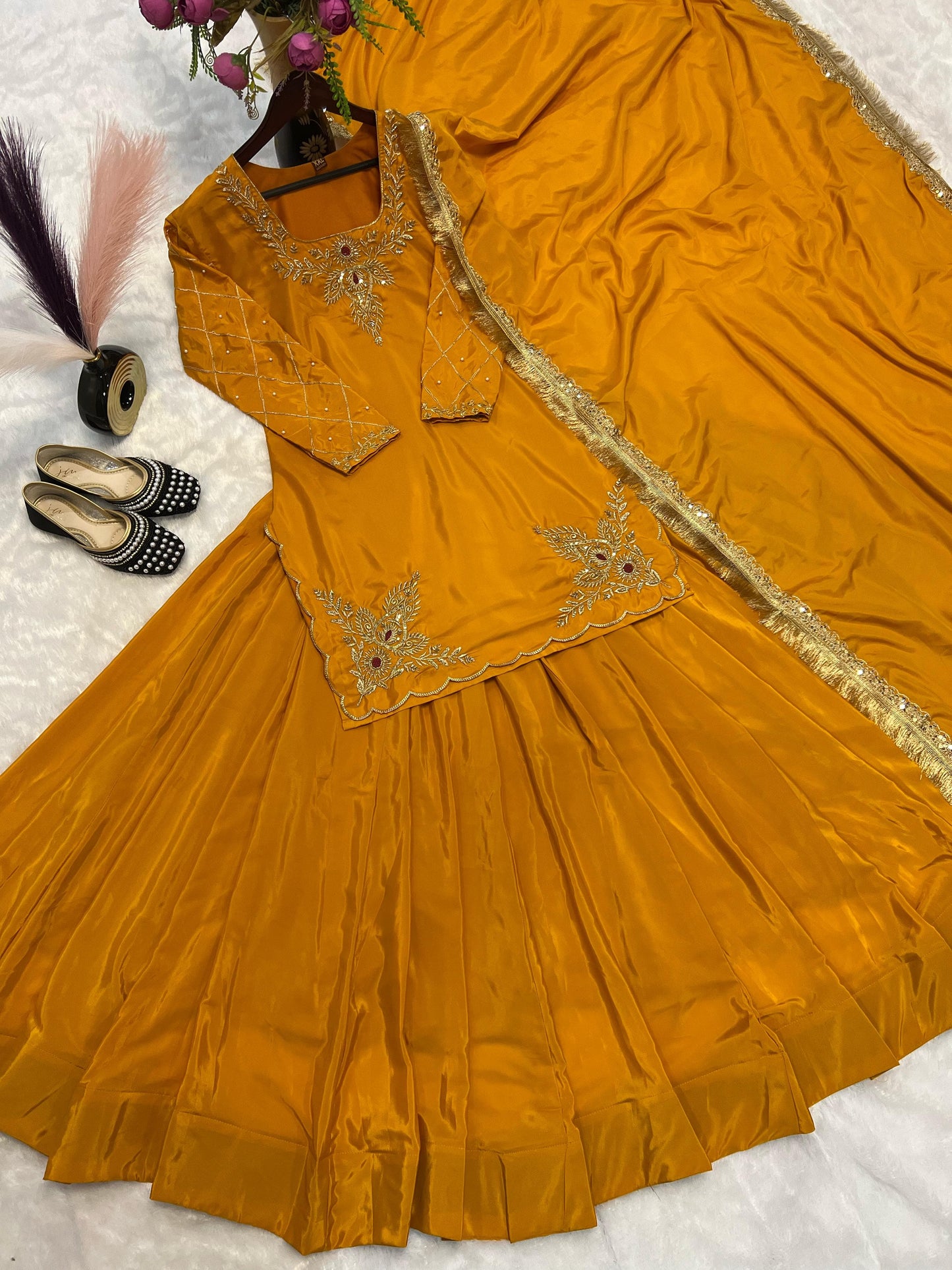 PARTY WEAR TOP AND Lehenga . WITH FANCY DUPPATA AND EMBROIDERY WORK