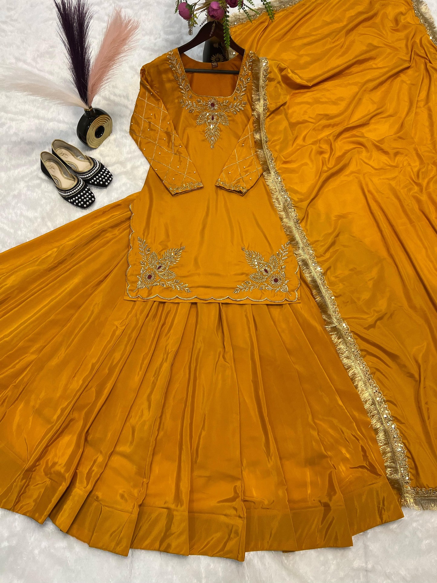 PARTY WEAR TOP AND Lehenga . WITH FANCY DUPPATA AND EMBROIDERY WORK