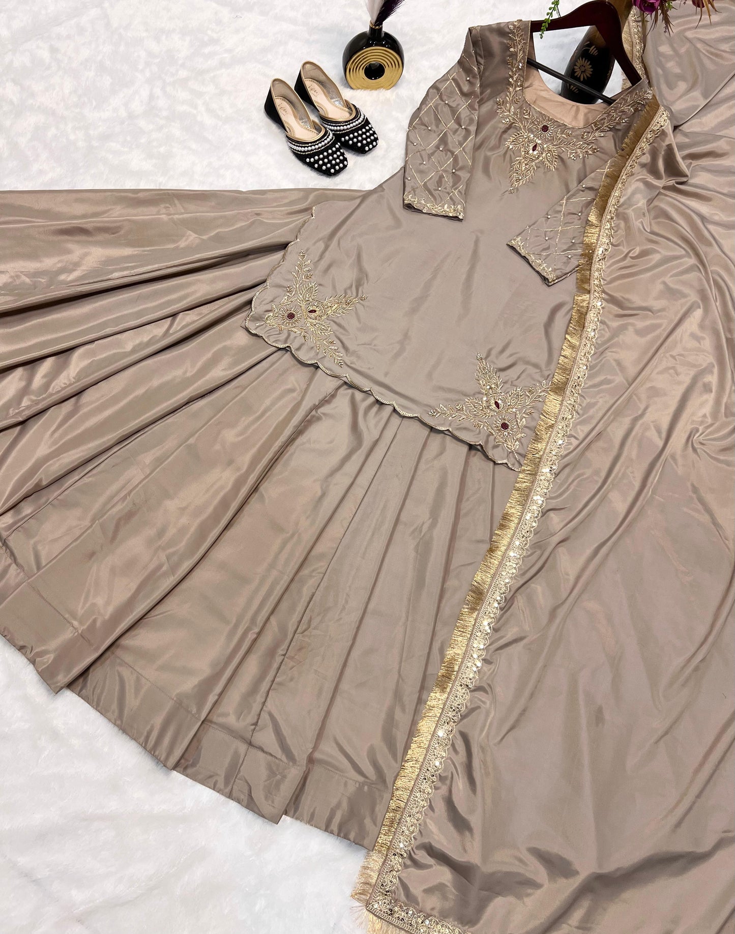 PARTY WEAR TOP AND Lehenga . WITH FANCY DUPPATA AND EMBROIDERY WORK