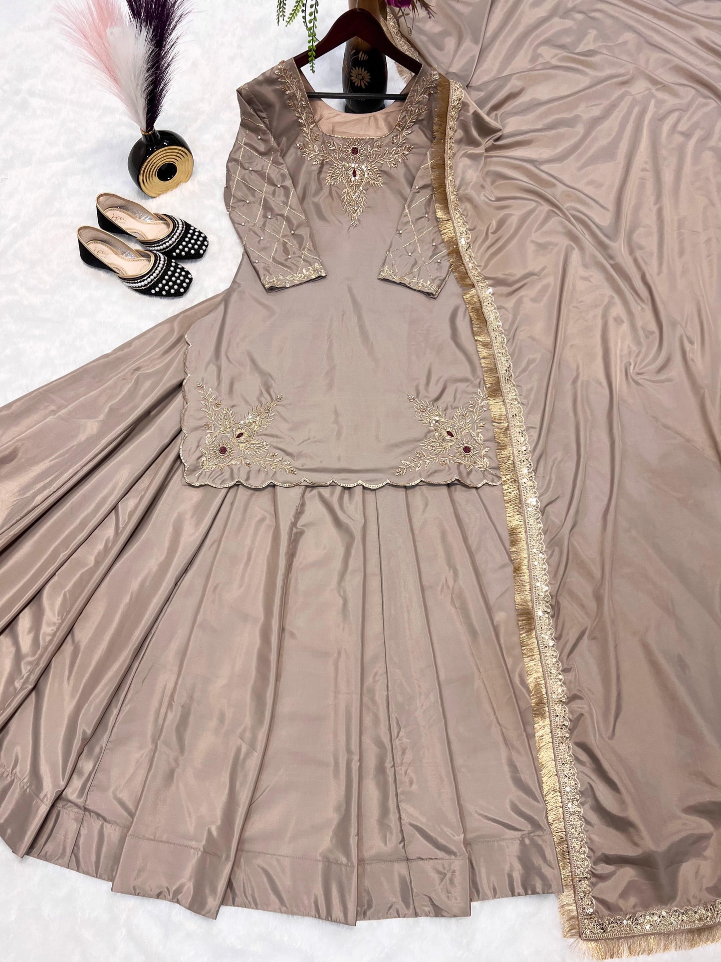 PARTY WEAR TOP AND Lehenga . WITH FANCY DUPPATA AND EMBROIDERY WORK