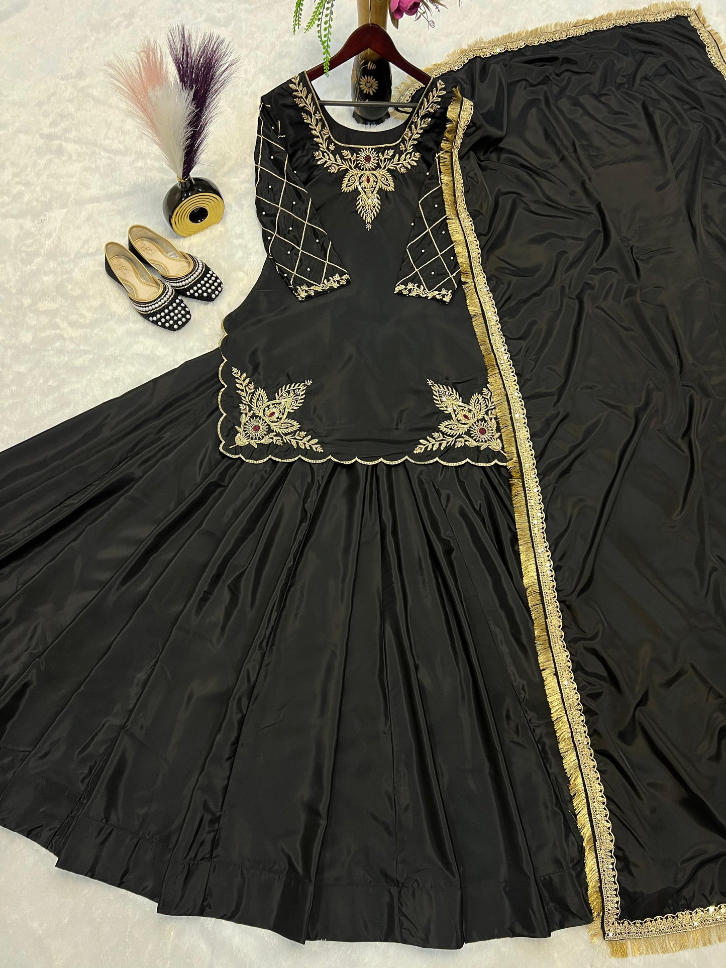 PARTY WEAR TOP AND Lehenga . WITH FANCY DUPPATA AND EMBROIDERY WORK