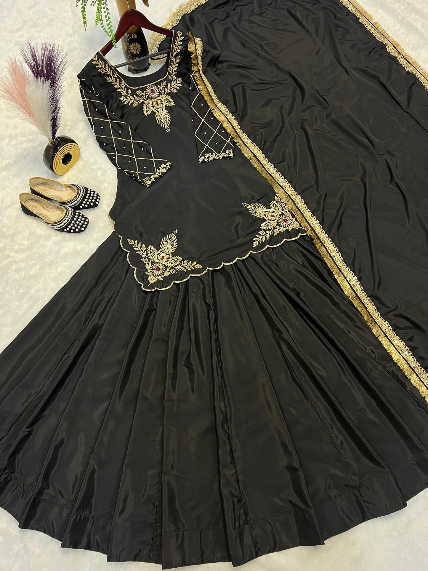 PARTY WEAR TOP AND Lehenga . WITH FANCY DUPPATA AND EMBROIDERY WORK