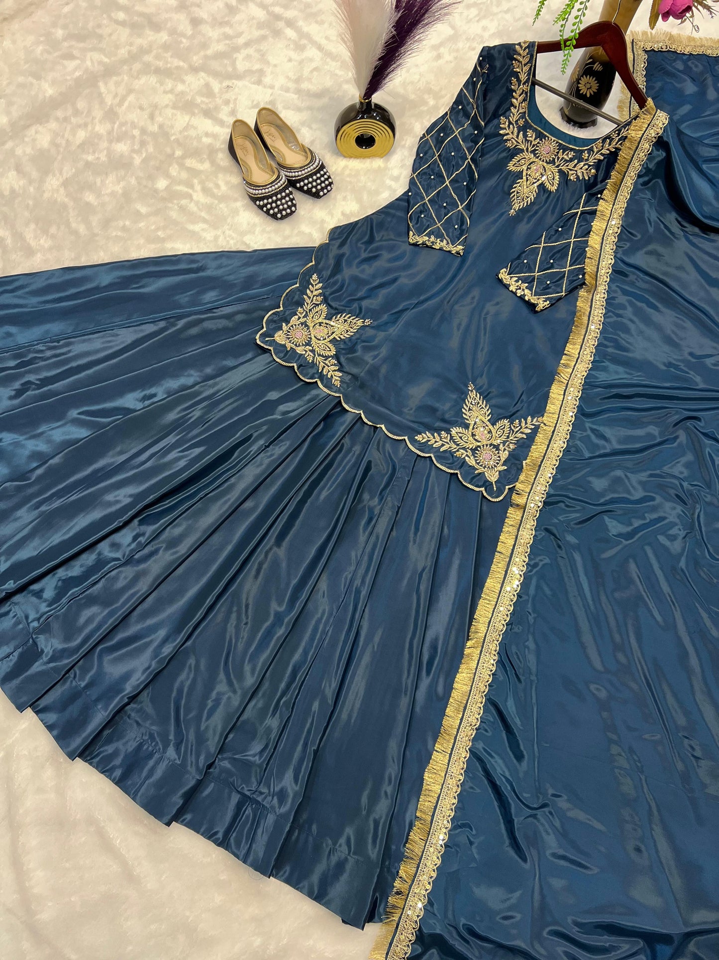 PARTY WEAR TOP AND Lehenga . WITH FANCY DUPPATA AND EMBROIDERY WORK