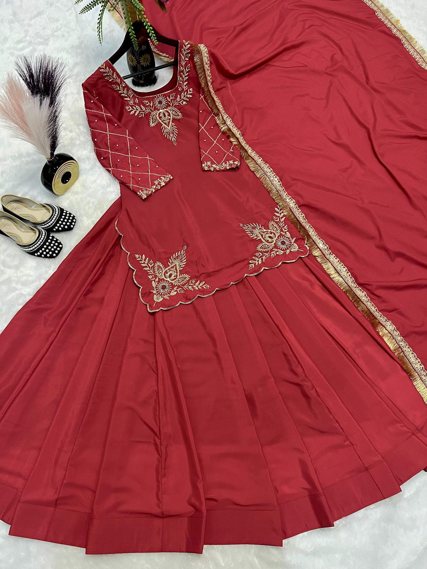 PARTY WEAR TOP AND Lehenga . WITH FANCY DUPPATA AND EMBROIDERY WORK