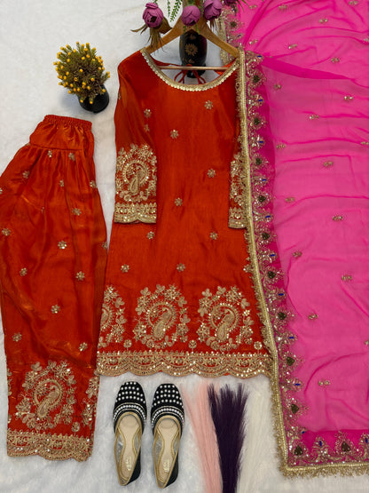 Đěsigner Party Wear Look top with farshi salwar