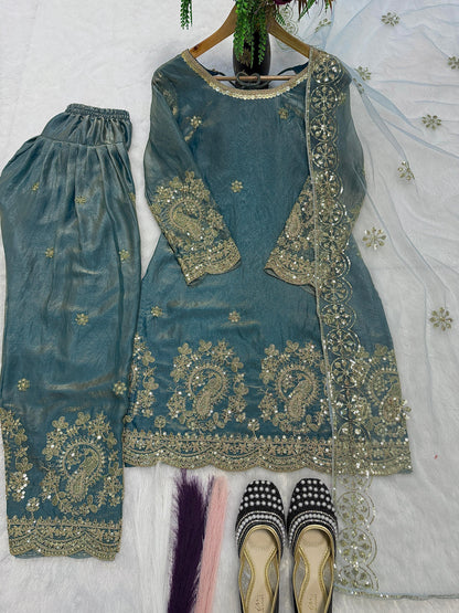 Đěsigner Party Wear Look top with farshi salwar