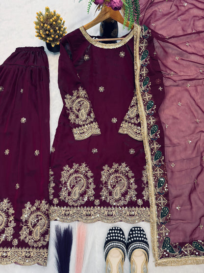 Đěsigner Party Wear Look top with farshi salwar