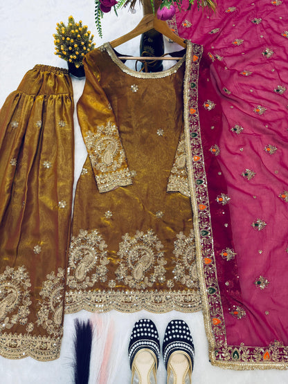 Đěsigner Party Wear Look top with farshi salwar