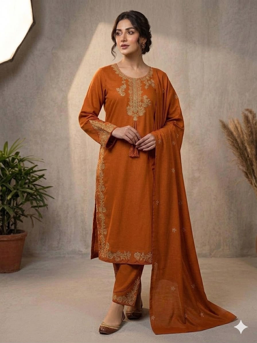 THIS WEDDING SEASON, TRY OUR DESIGNER EMBROIDERED WORKED TOP  PLAZZO SUIT WITH DUPATTA