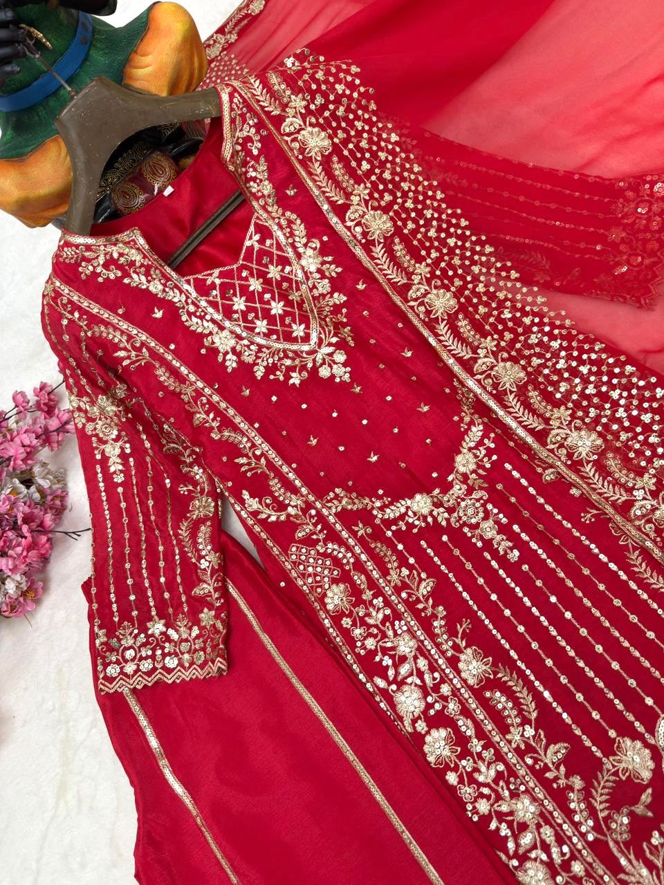 ENHANCE THE BEAUTY OF YOUR WARDROBE WITH THIS NEWLY LAUNCHED _ LONG KURTI WITH PLAZZO-AND DUPATTA