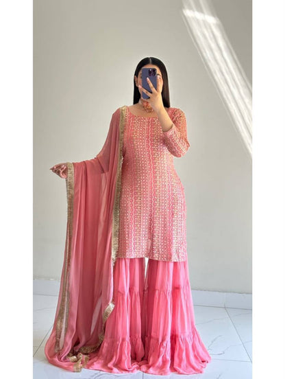 New Designer Party Top Pallazo & Dupatta Set