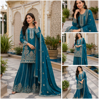 READY TO WEAR 3 PIECE FANCY KURTI WITH PLAZZO AND BEAUTIFUL DUPATTA 🧶
