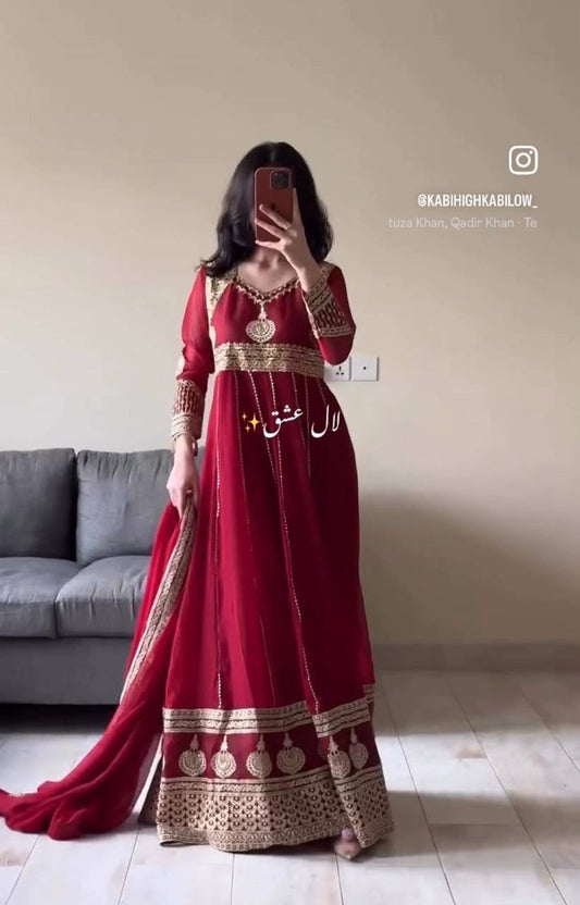 Đěsigner Party Wear Look Heavy Fox Georgette Gwon Pent & Dupatta Set