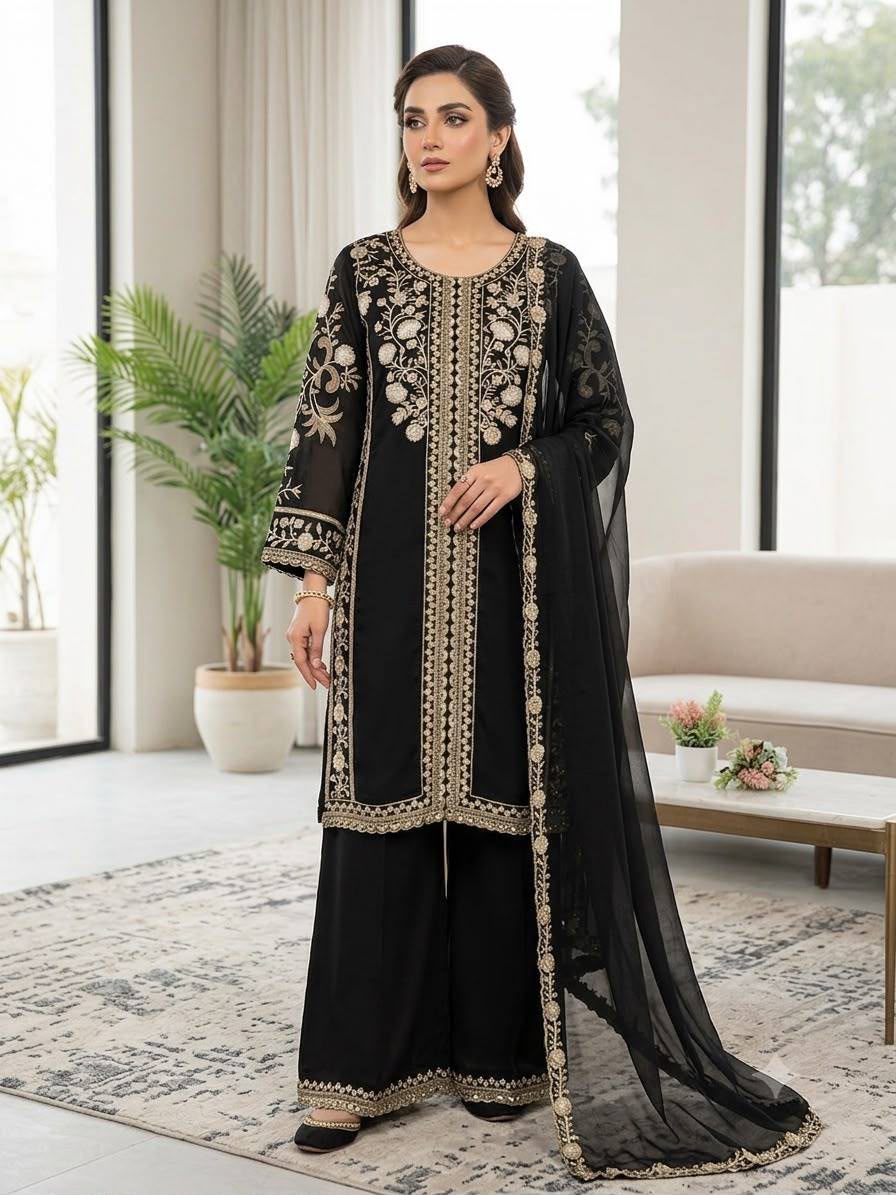 WEDDING SEASON WEAR OUR BEAUTIFUL SEQUENCE EMBROIDERED WORKED TOP , PLAZZO WITH DUPATTA