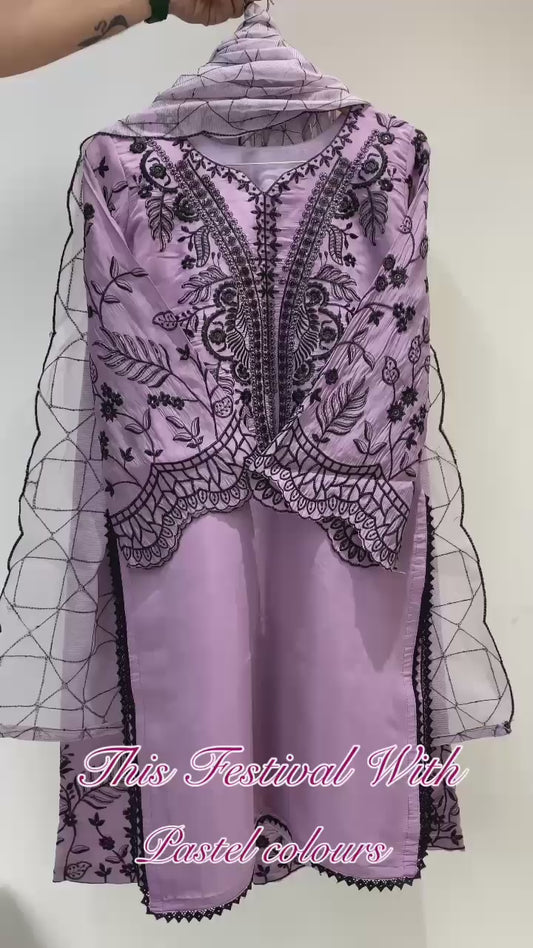 THIS FESTIVAL SEASON WEAR OUR BEAUTIFUL SEQUENCE EMBROIDERED TOP , PLAZZO  WITH DUPATTA