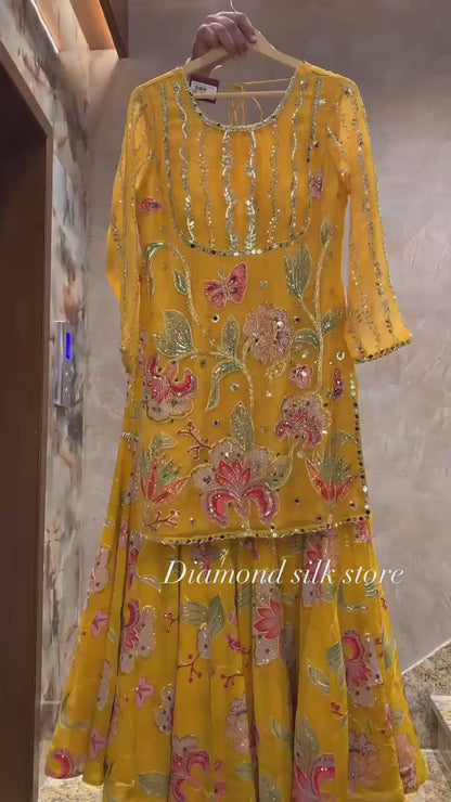 THIS WEDDING SEASON WEAR OUR BEAUTIFUL SEQUENCE EMBROIDERED WORKED TOP , SARARA WITH DUPATTA