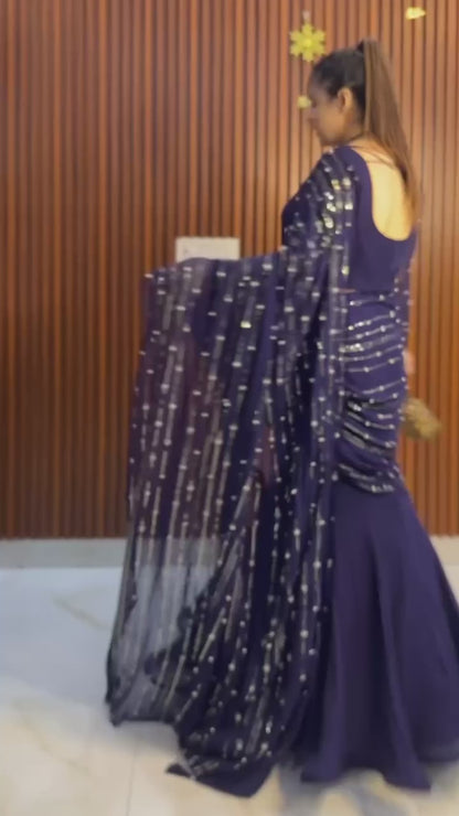 LEHENGA-SAREE WITH EMBROIDERED DUPATTA & FULL FLAIR LEHENGA