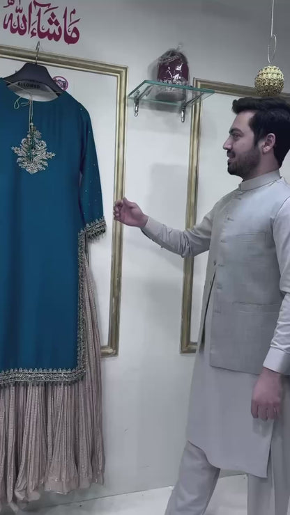 designer Party Wear Look Heavy pur Chinon Silk Top Lehenga & Dupatta Set