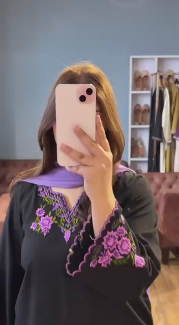 Party Wear Look top with farshi plazzo Heavy Riyon silk with Embroidery work with sleeve