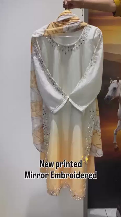 THIS WEDDING SEASON WEAR OUR BEAUTIFUL BEADS WITH REAL MIRROR EMBROIDERED TOP , PANT WITH DUPATTA
