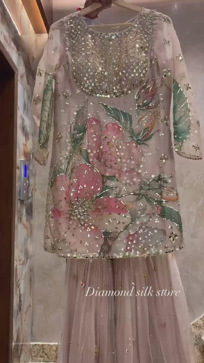 WEDDING SEASON WEAR OUR BEAUTIFUL SEQUENCE EMBROIDERED WORKED TOP , SARARA WITH DUPATTA