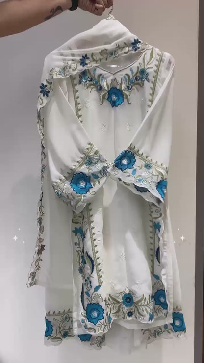 THIS SESSION WEAR OUR BEAUTIFUL EMBROIDERED TOP , PLAZZO WITH DUPATTA IN 3 BEAUTIFUL COLOURS